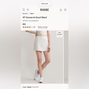 Rhone Course to Court Sport Skort color Bone